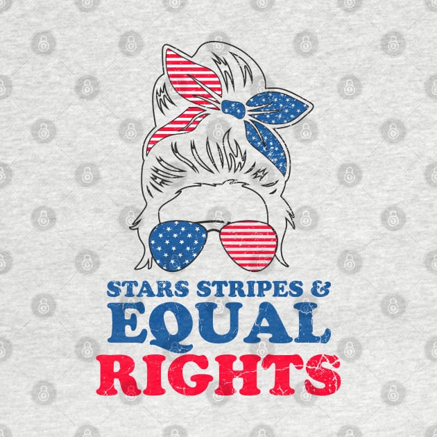 Retro Messy Bun Pro Choice Stars Stripes Equal Rights Feminist Gift by BadDesignCo